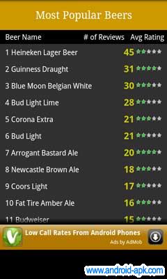 android beer guide 啤酒指南 最受欢迎啤酒