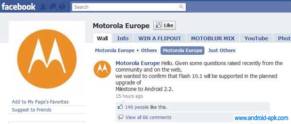 Motorola Milestone 升級Android 2.2 支援 Flash 10.1