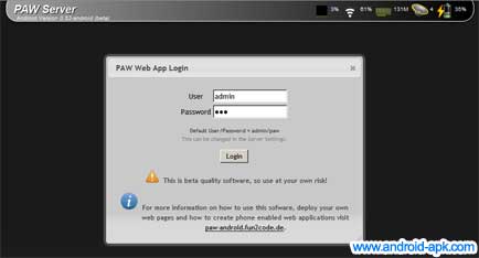 PAW Web App Login