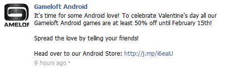 Gameloft 游戏情人节减价
