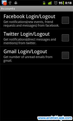 Notification Bubbles Facebook, Twitter, Gmail 連接