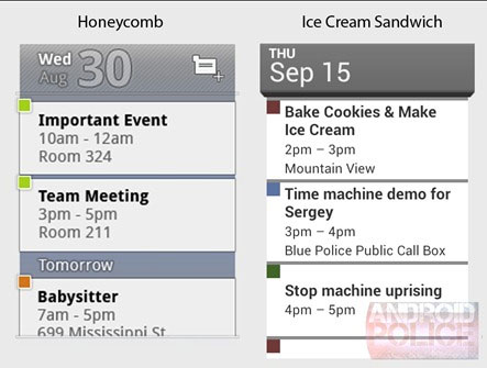 Android 4.0 Ice Cream Sandwich Calendar Widget