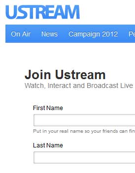 UStream Signup 注册