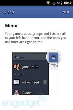 Facebook v1.8 Menu