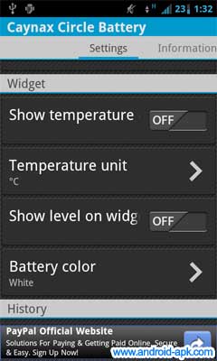 圓碟型電池 Widget 電量 温度