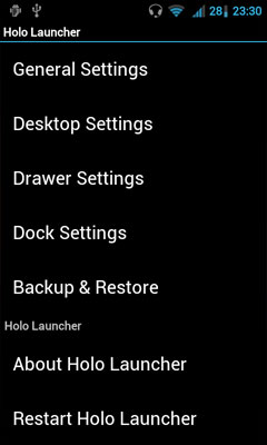 Holo Launcher, ICS Launcher 設定