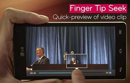 LG Optimus 4X HD Thumbnail List Play, Fingertip Seek, Quick Memo