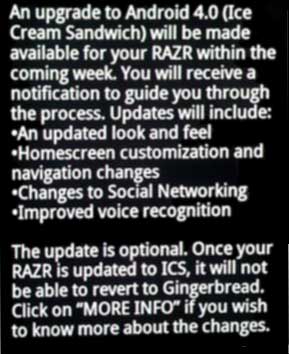 Motorola RAZR ICS Upgrade