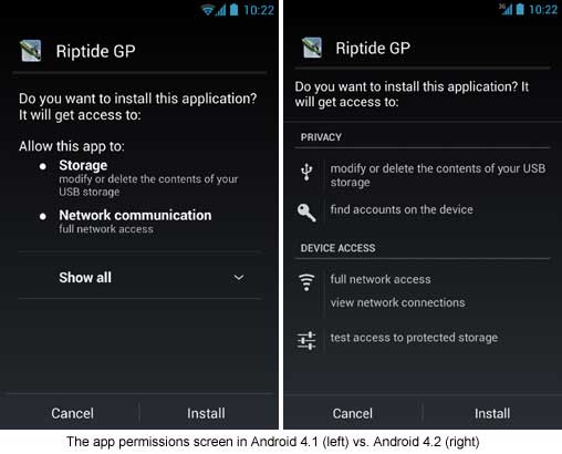 Android 4.2 安装Apps 权限