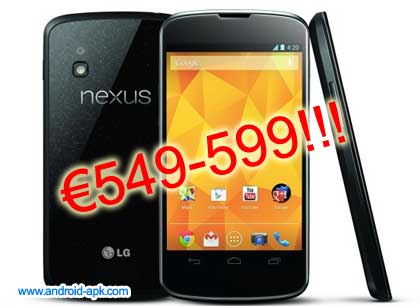 LG Nexus 4 歐洲 零售價