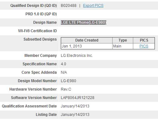 LG LTE Phone E980