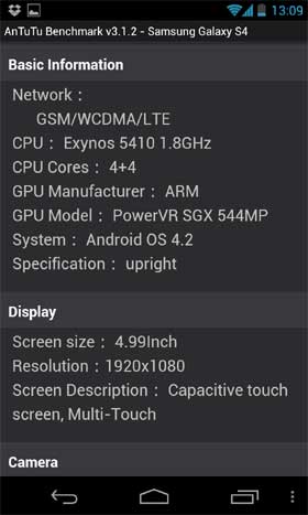 Galaxy S IV Spec