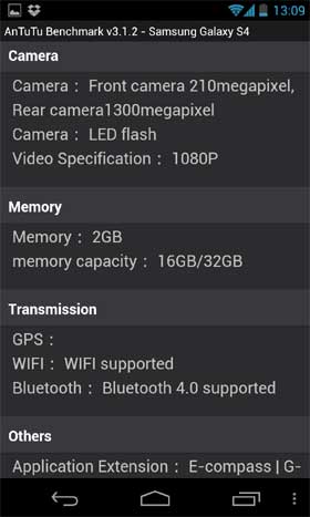 Galaxy S IV Spec