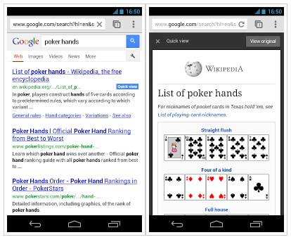 Google Mobile Search Quick View