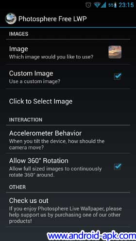 PhotoSphere Livewallpaper 动态桌布 Settings