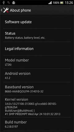 Xperia S LT26i Jelly Bean