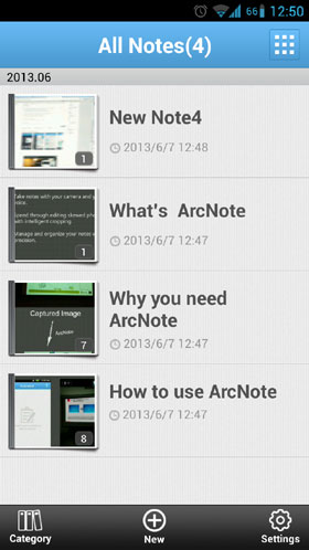 Arcnote list