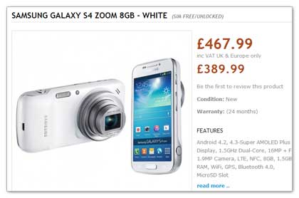 Samsung Galaxy S4 Zoom 售价