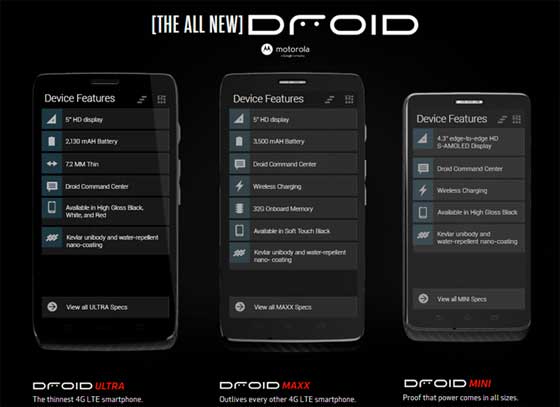 Droid Ultra, Droid Maxx, Droid Mini