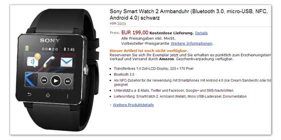 Sony Smart Watch 2 售價