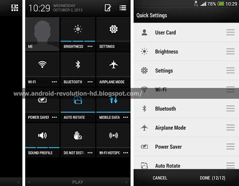 HTC Sense 5.5 Quick Settings