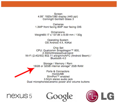 LG Nexus 5 Spec