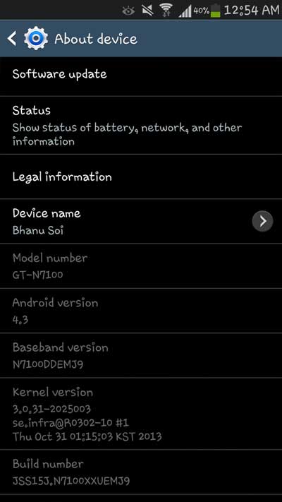 Galaxy Note II Android 4.3 升级