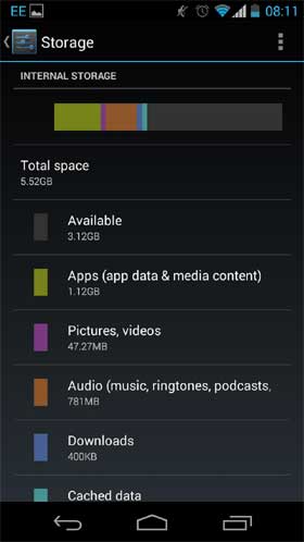 Moto G Storage Space