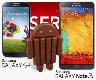 Galaxy S4, Note 3 Android 4.4 升级
