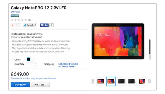 Galaxy NotePro 12.2 Wifi 售價
