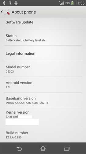 Sony Xperia SP Andorid 4.3