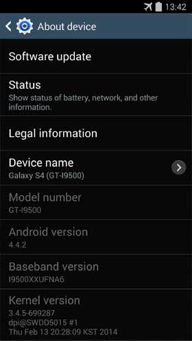 Samsung Galaxy S4 KitKat