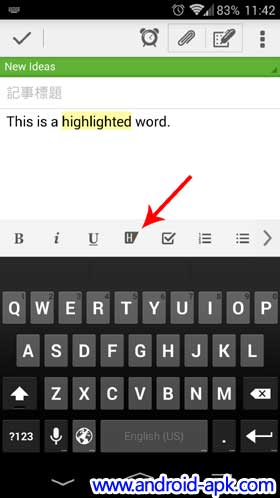 Evernote highlight word