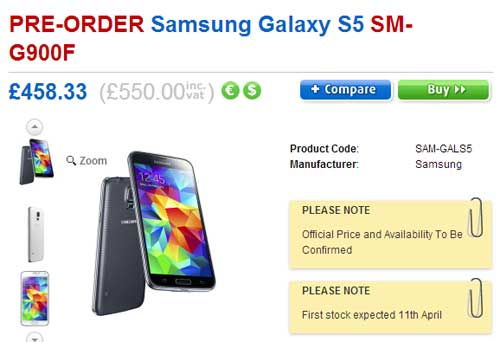 Galaxy S5 售價