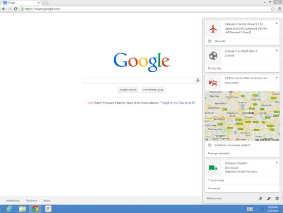 Google Now Notification on Google Chrome