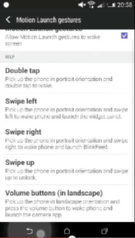 HTC Sense 6 Motion Launcher Gesture
