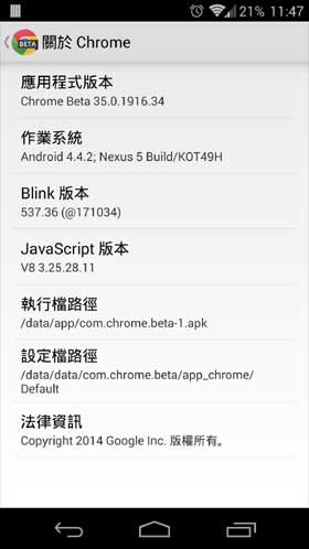 Chrome Beta v35