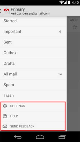 Gmail Menu