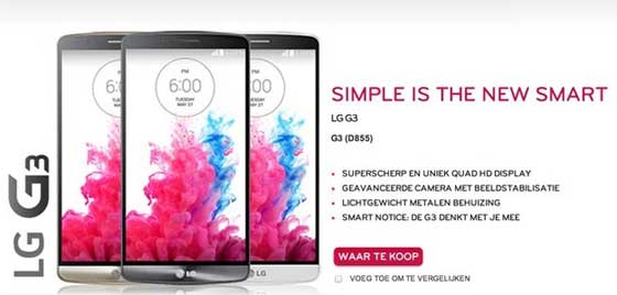 LG G3 Website