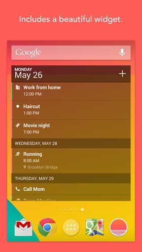 Sunrise Calendar Widget