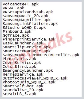 Galaxy Note 4 APK List
