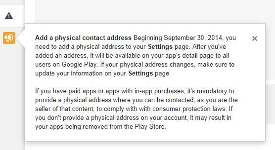 Google Play Physical Address