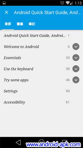Android 5.0 Lollipop Quick Start Guide TOC