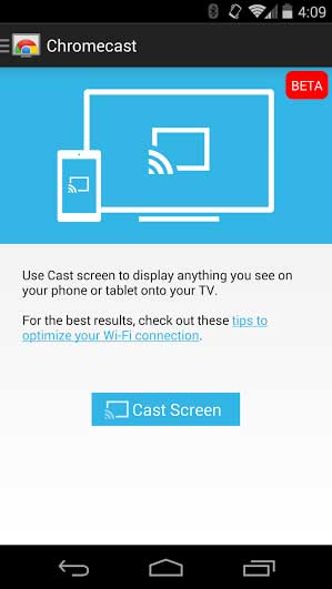 Chromecast Cast Screen