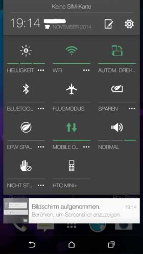 HTC One M8 Lollipop Quick Settings