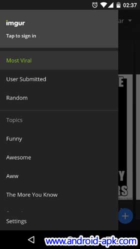 imgur app menu