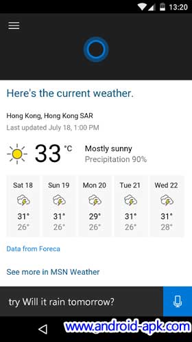 Microsoft Cortana 天气