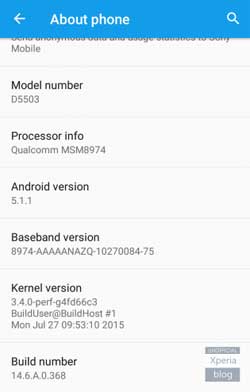 Sony Android 5.1.1 Xperia Z1