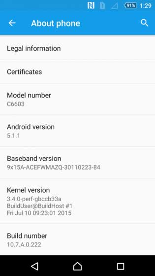 Sony Xperia Z 5.1.1