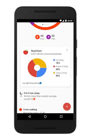 Google Fit Nutrition Sleep